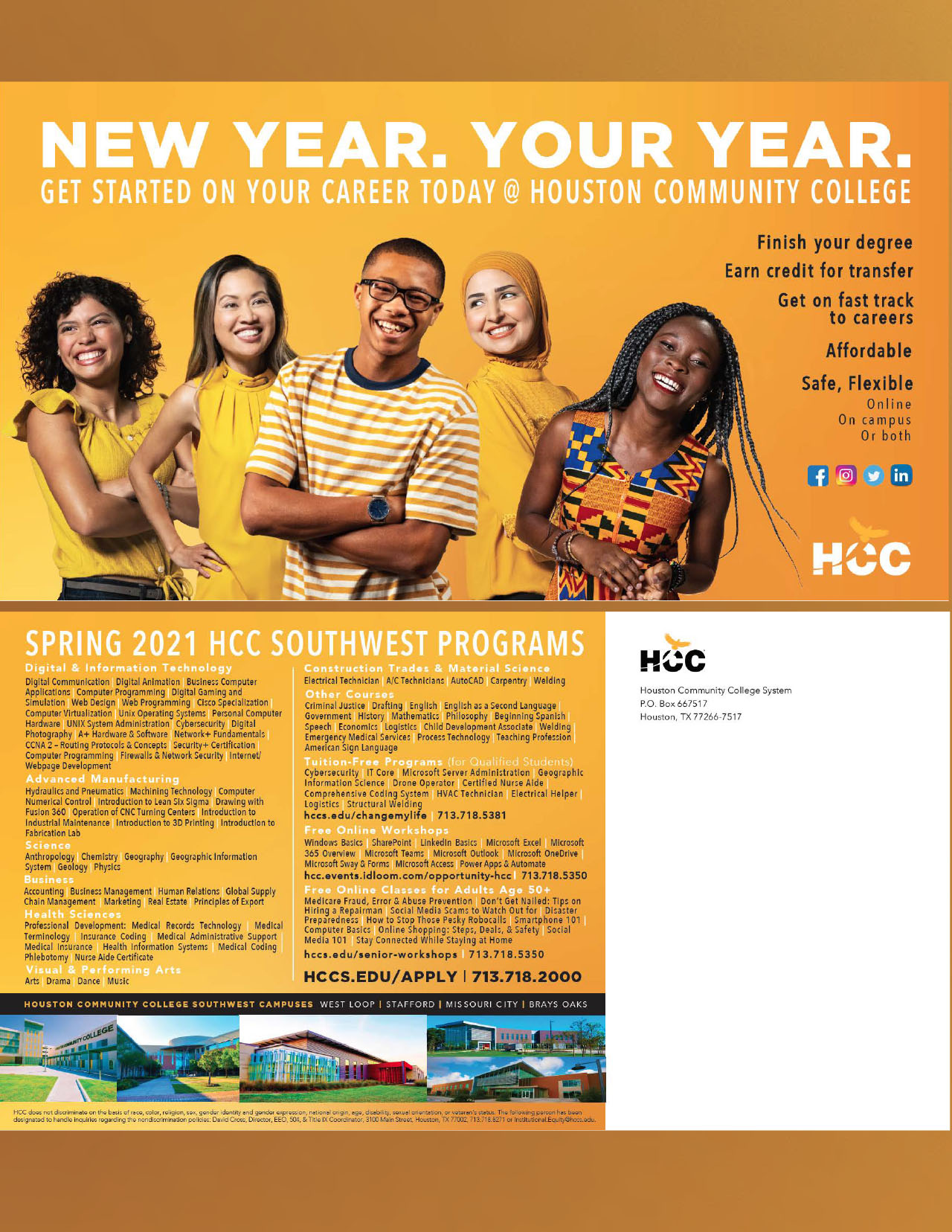 HCC Spring 2021 programs and International Management District