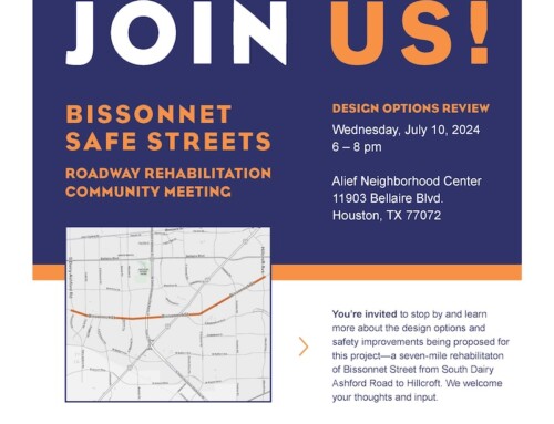 Join Us: Bissonnet Safe Streets Roadway Rehabilitation Community Meeting, July 10