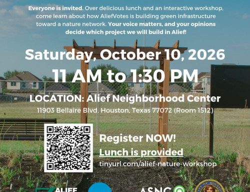 AliefVotes: Building Alief’s Nature Network Workshop, Oct. 10